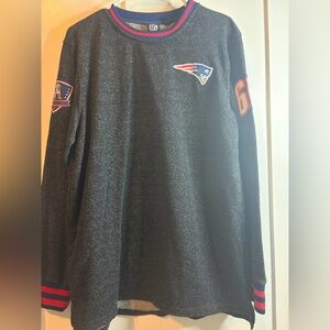 NFL New England Patriots Black Crewneck Sweater with Red & Blue Trim
